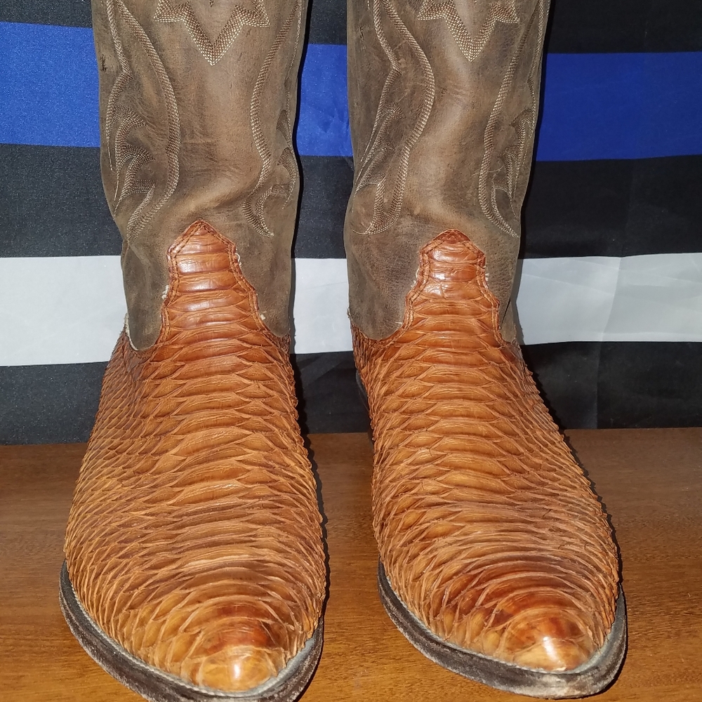 13.5 AA Nocona pythons. Would fit a 12D great.